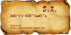 Déri Kálmán névjegykártya